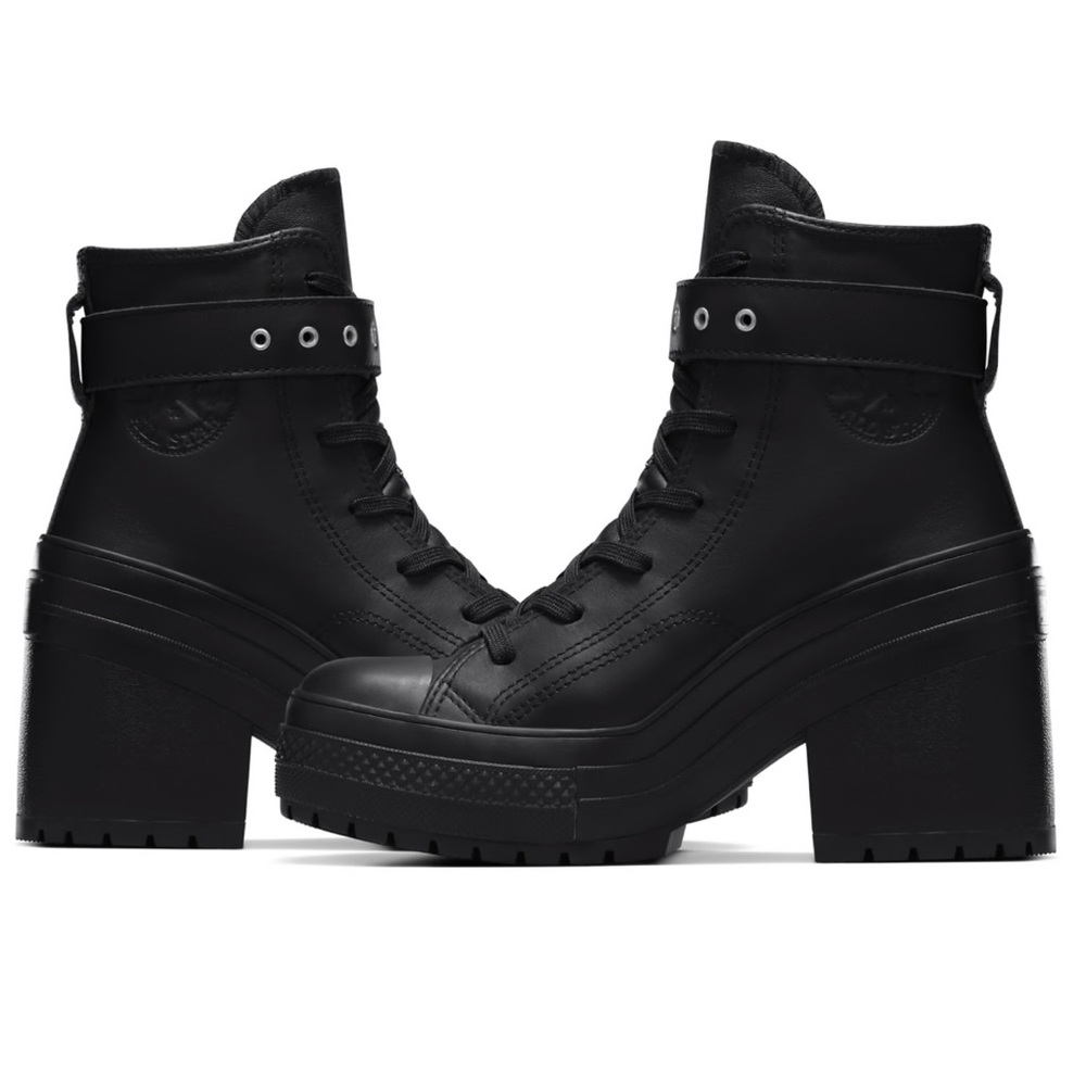 Converse Black High-Heel Lace-Up Boots - Picture 2 of 4